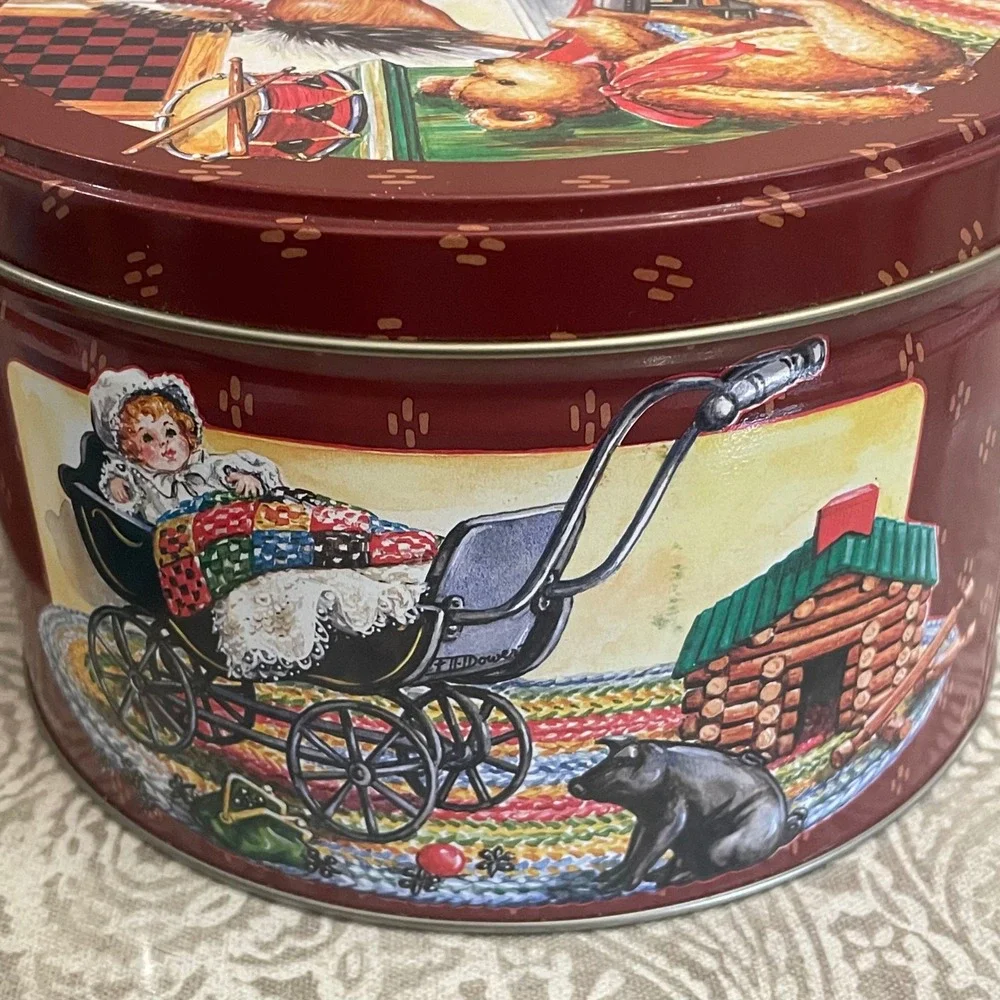 VINTAGE Tom Sturgis Tin Round Vintage Raggedy Ann Toy Decor Storage